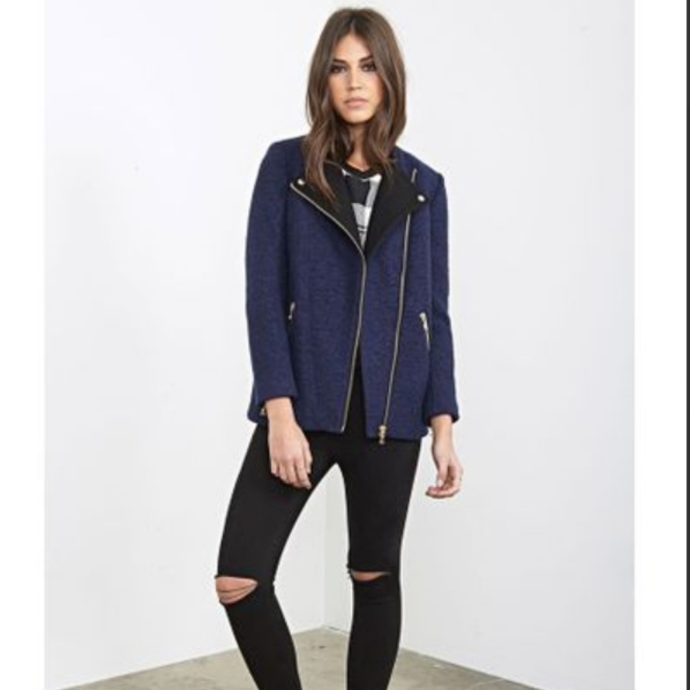 Forever 21 Asymmetrical Moto Boucle Jacket